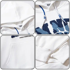 Sudadera con Capucha Blanca para Mujer, con Bordado de la Frase 'I'M NOT ALONE', Informal, de Punto, de Algodón, para Otoño - Product Image 3