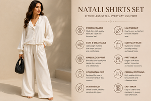 ชุดเซ็ตผ้าลินินลำลองสำหรับผู้หญิงขายส่ง รุ่นสปริง สีพื้น เสื้อเชิ้ตแขนยาวติดกระดุม และกางเกงขายาวทรงกว้างเข้าชุด - Product Image 3
