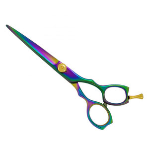 Ciseaux de barbier personnalisés en acier inoxydable multicolores avec vis de réglage dorée, ciseaux de coiffure professionnels de qualité supérieure - Product Image 1