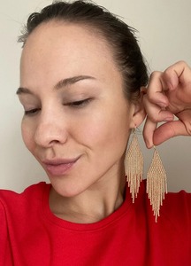 Pendientes de abalorios con flecos, pendientes colgantes, joyería de aleación, moda para fiestas - Product Image 3