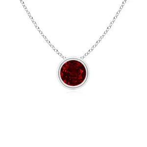 Collier chaîne à maillons avec pendentif solitaire en rubis rouge taille brillant rond 0,24 carats, serti clos en or 14K, certifié IGI, 2026 - Product Image 1