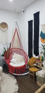 100% coton fait à la main Style Boho balançoire macramé Art multicolore intérieur extérieur balançoire macramé décoration murale décor à la maison - Product Image 5