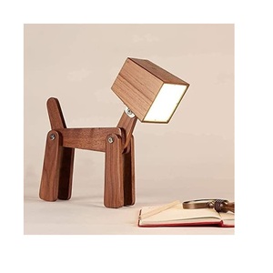 Lampe de Chevet LED Portable Rechargeable en Bois en Forme de Chien, Design Animal Mignon, Idéale pour Chambre d'Enfant et Salle d'Étude - Offre Spéciale - Product Image 1