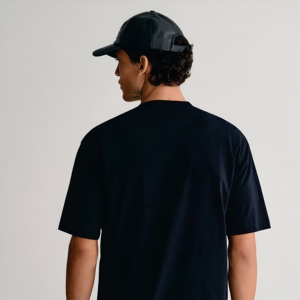 Camiseta Oversize de Algodón para Hombre, Negra Lisa, Estilo Urbano con Bolsillo, Personalizable con Logo, Manga Corta, Moda Hip Hop, Proveedor Mayorista - Product Image 3