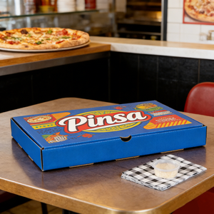 Cajas para <span class=keywords><strong>Pizza</strong></span> <span class=keywords><strong>Pinsa</strong></span>, Rectangulares Verdes, de Cartón Ranurado Reciclable, Impresión a Cuatro Colores, Empaque para Alimentos - Product Image 2