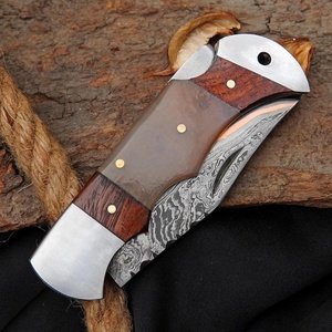 Couteau pliant de poche en cuivre Damas, fait main, couteau EDC, vente en gros, gravure personnalisée, OEM ODM, couteau d'extérieur haut de gamme - Product Image 3