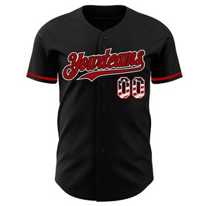 Personaliza tu Camiseta de Béisbol, Unisex, Negra y Roja, Manga Corta, Cierre de Botones, Poliéster, Ropa Deportiva de Invierno, Absorbe la Humedad - Product Image 1