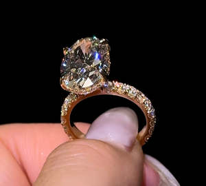 Hot Sale Real <b>Gold</b> S925 Silver Women Engagement Wedding <b>Rings</b> <b>Set</b> Oval Cut Diamond Engagement <b>Rings</b> Moissanite - Product Image 1