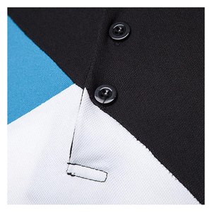 Polo Premium Color Block Haute Performance Séchage Rapide Athlétique Décontracté Design Géométrique Moderne Matière Douce Anti-humidité - Product Image 3