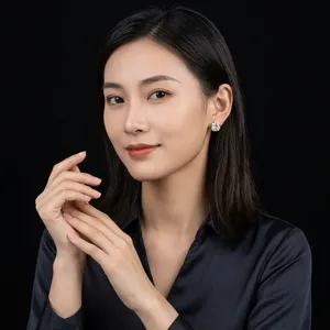 Pendientes Clásicos con Diamantes de Corte Brillante, Oro Blanco para Mujer, Certificados por GIA, Color D, Diamantes Naturales, para Uso Diario - Product Image 1