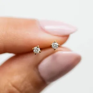 Natural Diamond 0.20Ct Round Cut Unisex Star <b>Stud</b> <b>Earrings</b> in 14K Yellow Gold Luxury IGI Certified <b>Fine</b> Jewelry Gift - Product Image 1