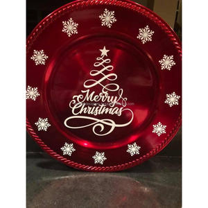 Merry Christmas แผ่นชาร์จ12 "แผ่นคุกกี้คัพเค้กบราวนี่จอแสดงที่ยอดเยี่ยมจานและถาดกลมจานชาร์จจาน - Product Image 1