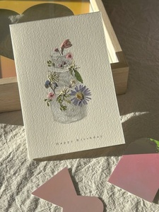 Hot Selling Decorative Eco Birthday Cards with Recycled Handmade Paper Craft Greeting Cards Love and Romantic Theme Cards 2026 - Product Image 1