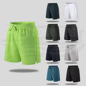Pantalones Cortos Casuales para Hombre, de Color Sólido, Secado Rápido, Cintura Elástica con Cordón, 100% Poliéster, Largo Bermuda - Product Image 2