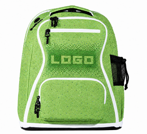 Sac à dos de sport en polyester imperméable avec fermeture éclair, strass scintillants, logo personnalisé, pour cheerleading, décontracté, école, voyage, sac à dos de jour - Product Image 1