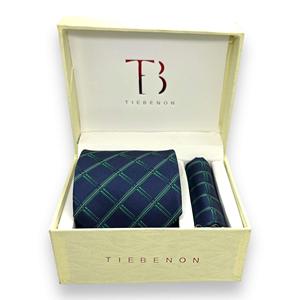 Men Blue Check Pattern <b>Tie</b> and Pocket Square Set Stylish <b>Polyester</b> Necktie | Formal Business Wedding Gift OEM Bulk Supply India - Product Image 3