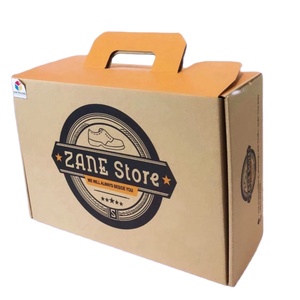 Eco-Friendly <b>Recyclable</b> Durable Self Erecting Packaging Custom Labels Corrugated Board Shoe <b>Box</b> with Handle for Socks Wholesale - Product Image 3
