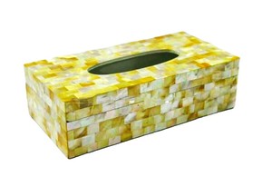 Boîte à mouchoirs rectangulaire en nacre faite à la main, incrustation de coquillages, design glamour, décoration d'intérieur - Product Image 2