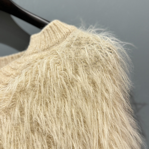 Jersey de invierno personalizable OEM y ODM para mujer, suéter a la moda para mujer, jersey de manga larga de Jacquard borroso, prendas de punto cálidas informales - Product Image 3