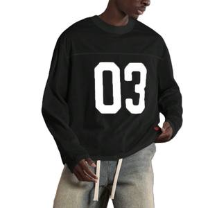 Camiseta de Fútbol Americano para Hombre OEM, Manga Larga, Cuello Redondo, Malla, 240GSM, Poliéster, Hombros Caídos, Estilo Urbano - Product Image 3