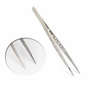 Pince à cils en acier inoxydable, couleur or rose, pour extensions de cils, applicateur multicolore - Product Image 5