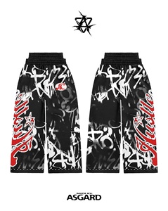 Ensemble sweat à capuche et pantalon pour homme imprimé graffiti, survêtement streetwear oversize zippé, design noir, blanc, rouge, collection automne - Product Image 3