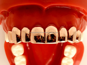 ใหม่Hip Hop Gold PlatedฟันGrillzสําหรับฟันFineด้านบนด้านล่างฟันกลวงย่างทันตกรรมสําหรับUnisexเครื่องประดับพรรคของขวัญ - Product Image 3
