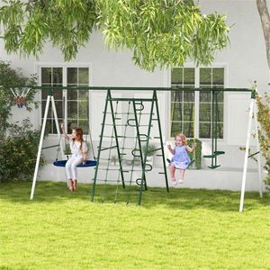 Altalena in Metallo per Bambini con Casetta in PVC per Giardino, Casa, Asilo e Occasioni Educative - Capacità Massima 500kg - Product Image 1