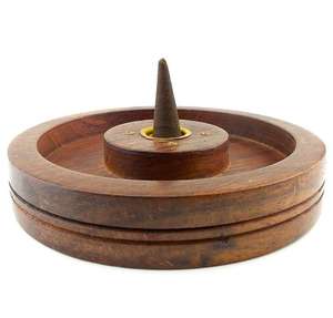 Soporte Redondo de Latón y Madera para Varillas de Incienso, para Hogares, Templos Festivos, Uso en Aromaterapia, Bandeja Porta Incienso Artesanal y Moderna - Product Image 5