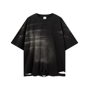 Camiseta Oversize de Algodón 100% con Estampado Serigrafiado y Hombros Caídos, Estilo Streetwear Desgastado Personalizado para Hombre - Product Image 2