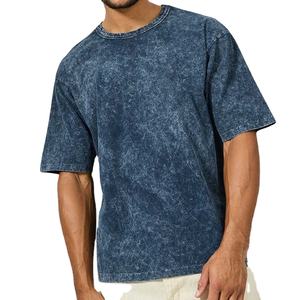 T-shirt en coton épais délavé à l'acide pour hommes, personnalisable, style streetwear, 100 % coton, impression personnalisée, t-shirts unis - Product Image 1