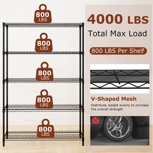 Scaffalatura Metallica a 5 Ripiani per Garage con Rete a V - Product Image 5