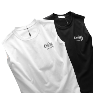 Recortado de secado rápido de algodón acanalado estampado personalizado Logo verano camiseta sin mangas camisetas deporte gimnasio chaleco camiseta sin mangas hombres - Product Image 1