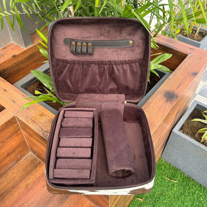 Custom Branded Portable Earrings Ring Case Cow Hide Leather Jewelry Organizer Storage Case Gift Boxes Large Travel Jewelry Boxes - Product Image 6