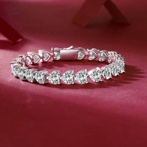 Heart Cut Diamond Tennis Bracelet 925 <b>Silver</b> Claw Setting Classic Women's Wedding Jewelry - Product Image 1