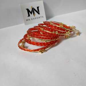 Juego de Brazaletes Kashmiris Rojos de Primera Calidad para Mujer, Colección de Brazaletes Tradicionales y Elegantes para Novia, Artesanía en Vidrio - Product Image 3