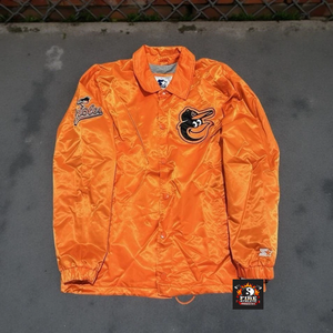 Custom Satin Varsity <b>Jackets</b> Winter Stand Collar Front Logo Starter Point Man Full Snap Satin <b>Jacket</b> Orange Men's Large - Product Image 1