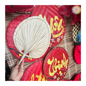 Chinese New Year <b>Decoration</b> Palm Leaf <b>Fan</b> Handwoven Red Tassel <b>Wall</b> Hanging Spring Festival Home Shop Vietnam 99GD - Product Image 4