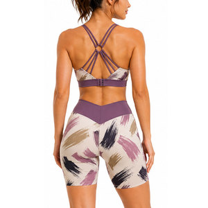 Conjunto Deportivo de Dos Piezas para Mujer, Diseño Acanalado sin Costuras, para Gimnasio, Fitness, Entrenamiento, Ropa Deportiva Elástica - Product Image 2