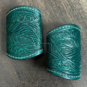 New Wholesale Western Style Scarf Holder Custom Tooled Leather Cowgirl Fashion <b>Accessory</b> for Bandanas Wild Rags and Neck - Product Image 3