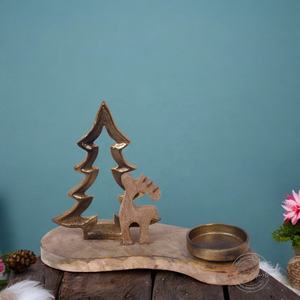 Unique <b>Reindeer</b> and <b>Christmas</b> Tree Decorative Piece Elegant Holiday Decor for Home or Office Festive Display - Product Image 1