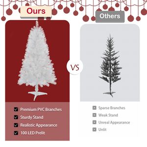 Albero di Natale Artificiale Norwood S Bianco da 120 cm con 100 Luci LED Bianco Caldo e 241 Punte Realistiche Preilluminate con Supporto - Product Image 4