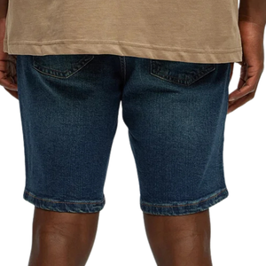 Shorts en jean bleu foncé pour homme, coupe droite, respirant, en coton délavé, longueur genou, décontracté, streetwear d'été, confortable - Product Image 4