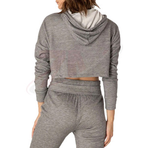 Sweat-shirt court pour femme le plus vendu, 100 % coton, manches longues, vierge, personnalisable avec logo, vente en gros - Product Image 2