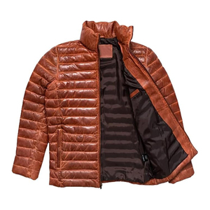 Top Quality Genuine <b>Leather</b> Sheep Skin High Street Fashion Puffer <b>Leather</b> <b>Jacket</b> for Winter Season <b>Long</b> Sleeve <b>Jacket</b> for Men - Product Image 2