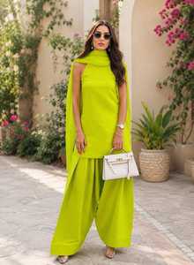 Ensemble décontracté pour femmes indiennes et pakistanaises, costume Punjabi en soie blanche avec dupatta, coupe ample, longueur genou, toutes saisons - Product Image 2