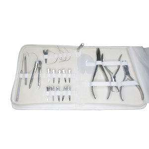 Outils professionnels pour extensions capillaires en acier inoxydable de qualité chirurgicale : Pince à 2 trous, Ouvre-perles, Ciseaux, Pinces à cheveux, Boucles pour cheveux - Product Image 1
