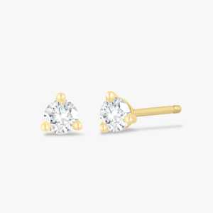 Lab Grown Diamond Stud <b>Earrings</b> 14k 18k Solid Gold 3mm Dainty Prong Set Push Back Brilliant Cut Everyday Wear Minimalist Tiny - Product Image 1