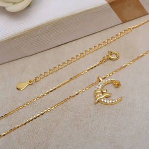 Collar con Colgante de Luna y Cadena, 5-6 Perlas, Accesorios de Joyería DIY, 4473, Conejo Volando a la Luna, Collar de Cristal - Product Image 5