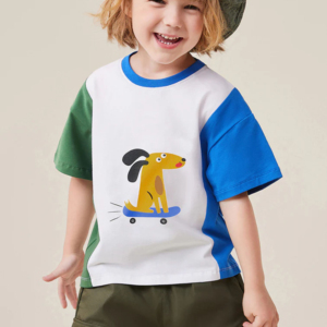Kids Drop Sleeve Oversized T-shirts for Children Color Block 250gsm Washed Fashion 100% Cotton High Street Boxy Fit T shirts - Product Image 3